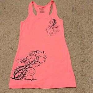 Pink Tank Top with Horse Design. Size L (11-13).